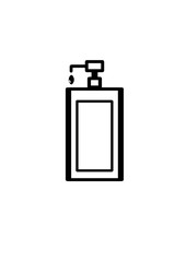 Drawn bottle of liquid soap. Hand hygiene, protection against coronaviruses and germs. World Health Day.