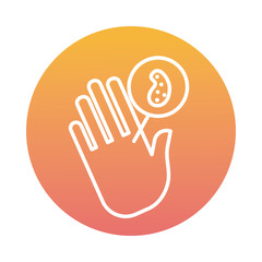 hand with covid19 virus particle block style