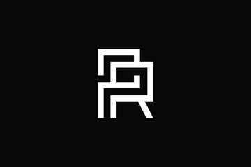 Minimal elegant monogram art logo. Outstanding professional trendy awesome artistic PR RP initial based Alphabet icon logo. Premium Business logo White color on black background