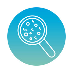 bacteria culture with magnifying glass block style icon
