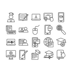 bundle of education online set icons