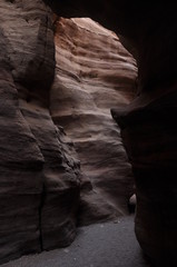 Red canyon in Israel near Eilat. Picturesque and undulating rocks hollowed out by rain in sandstone in the Negev desert.