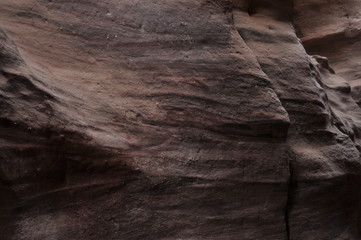 Red canyon in Israel near Eilat. Picturesque and undulating rocks hollowed out by rain in sandstone in the Negev desert.