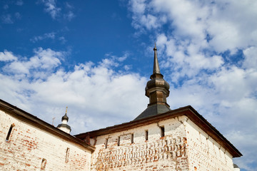 Wall and dome of Kirillo-Belozersky Monastery. Largest monastery of Northern Russia