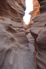 Red canyon in Israel near Eilat. Picturesque and undulating rocks hollowed out by rain in sandstone in the Negev desert.