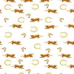 seamless patern with Golden Sphinx cats