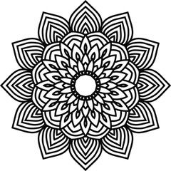 Circular pattern in form of mandala for Henna, Mehndi, tattoo, decoration. Decorative ornament in ethnic oriental style. Coloring book page.