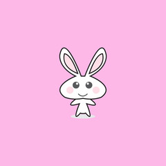 cute white rabbit vektor design ilustration.