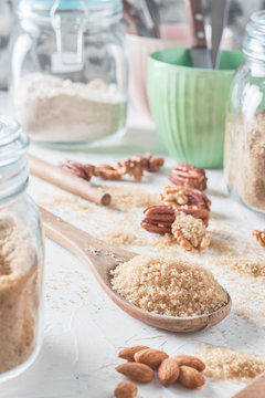 Sugar and wood spoon