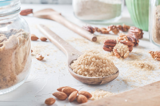 Sugar and wood spoon