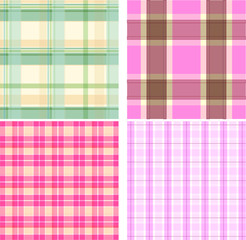 Set Of Plaid Seamless Patterns