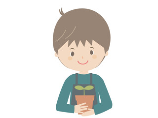 Young man with seedling