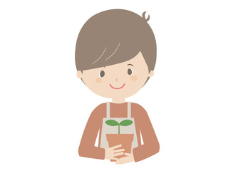 Young man with seedling