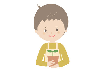 Young man with seedling