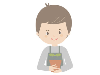 Young man with seedling