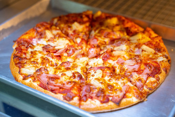 bake homemade pizza hot from oven