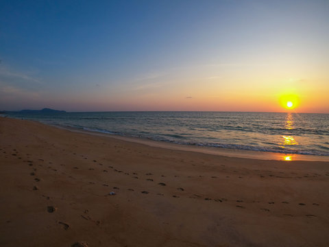 beautiful sunset at Sai Keaw Beach-Phuket