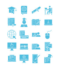 bundle of education onsilhouette set icons