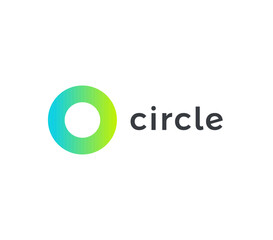 Circle logo template, round minimal shape, abstract logotype design. Circular icon for business startup, science, medicine, automotive, technology. Isolated vector logo.