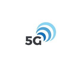 Abstract signal icon, blue arc. 5g mobile logo template, flat concept logotype design for new generation of connection in mobile technology. Vector logo.