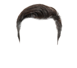 Handsome young man with shaved part of his face on white background