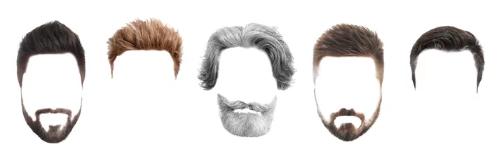 Foto auf Acrylglas Antireflex Set of fashionable men's hairstyles for designers isolated on white © Pixel-Shot