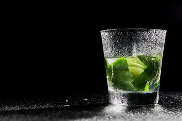 glass of water with lime