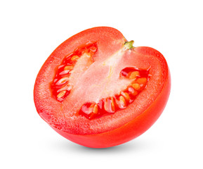 half tomato on white background