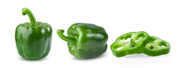 Green pepper full depth of field on white background