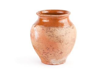 Old handmade clay pitcher .