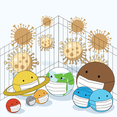 corona virus with planets isolation from Covid-19