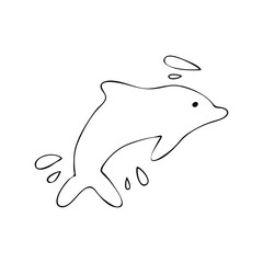 Hand drawn dolphin for children coloring book. Vector illustration. Summer design.
