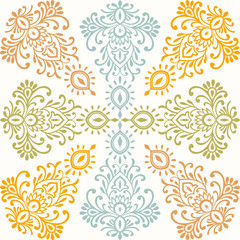 Indian ornament, hand-drawn seamless background. Perfect as an element, as a postcard, or as an invitation, or as a decoration element. Vector, stock illustration.
