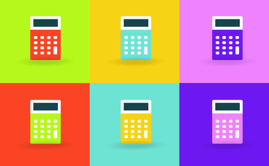 Calculator icon with shadow on a diffirent color backgrounds
