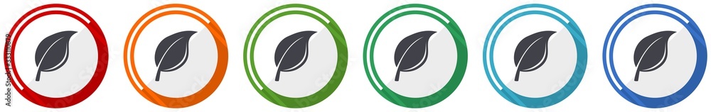 Leinwandbilder nature icon set, flat design vector illustration in 6 colors options for webdesign and mobile applic