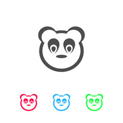Baby panda face icon flat.