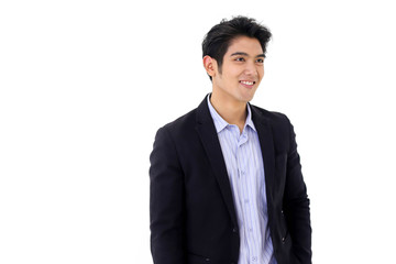 Asia call center workers or Confident business  with headset,Customer support standing on white background.