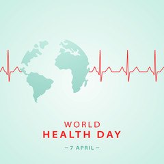 World health day concept banner with planet earth shape and .heart cardiogram . Medicine and healthcare stock vector illustration. - 333111008