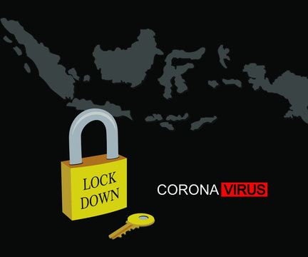 Corona virus Lock down symbol. Corona virus pandemic puts countries on lock down. Lock down concept for virus outbreak locked virus vector illustration,with a padlock logo vector drawing depicting not
