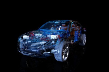 Transparent model cars.