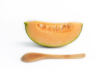 A juicy rockmelon from Japan on a white background