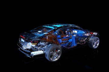 Transparent model cars.