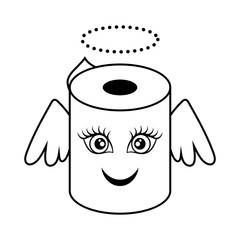 Toilet paper roll like an emoji. Angel face. Cheer clipart for t-shirt, badge, doormat, pillow, card, package.