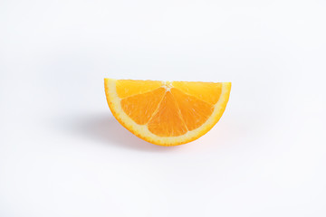 Cut fresh juicy orange isolated on white