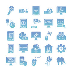 bundle of health online set icons