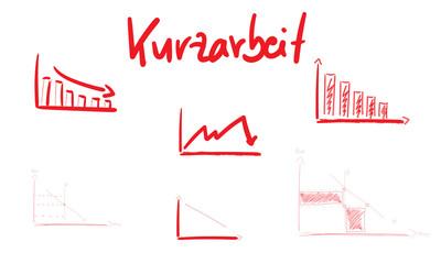 Kurzarbeit Zeichen Symbole Wirtschaft Diagramm Icon Sketch Text