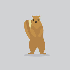 squirrel vector cartoon illustration. Cute friendly squirrel, isolated on grey. Pets, animals, squirrel theme design element in contemporary simple flat style