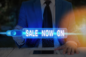 Handwriting text Sale Now On. Conceptual photo Discounts and promotional sales retail marketing...