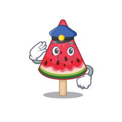 A picture of watermelon ice creamperformed as a Police officer