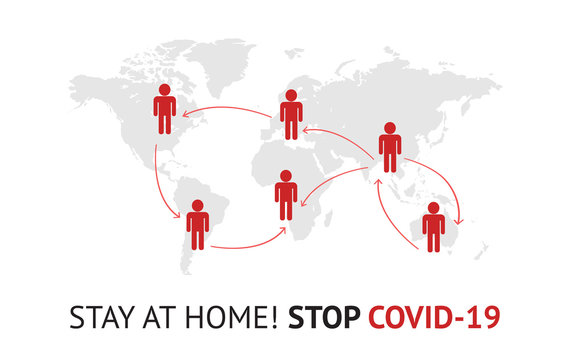Coronavirus Spread Vector Infographic, Stay At Home For Stop Covid19 Concept